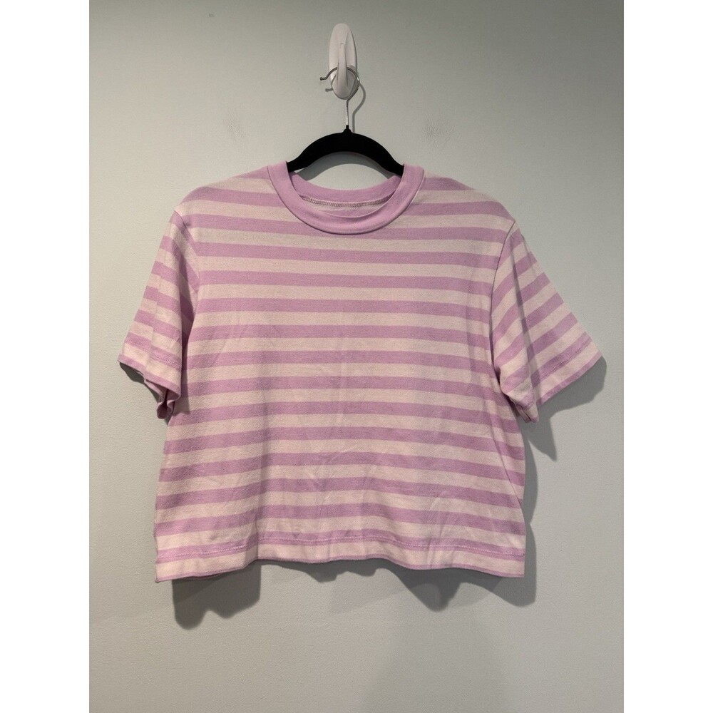 Gap Crop T Top Women XS Striped 100% Cotton Travel Casual Minimal Oversized Tee